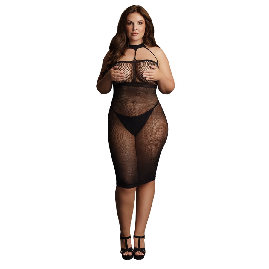 Robe Résille Grande taille HIGH NECK Noire