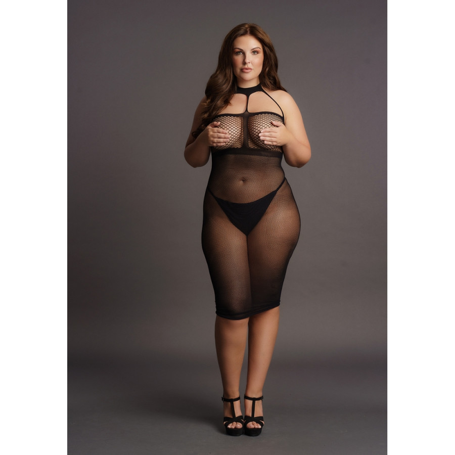 Robe Résille Grande taille HIGH NECK Noire