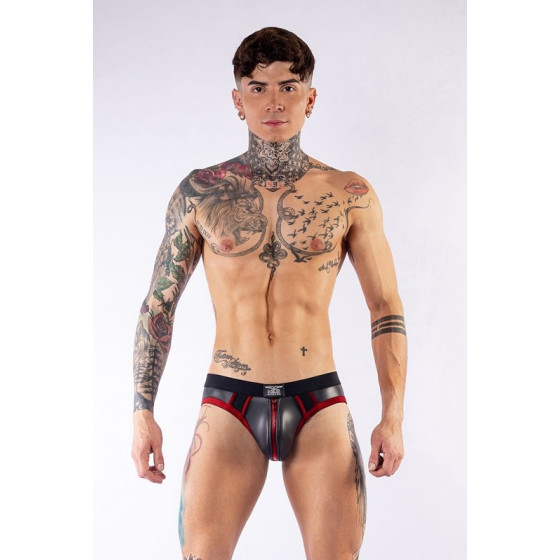 Jockstrap en néoprène Jock Brief Mr B Noir-Rouge