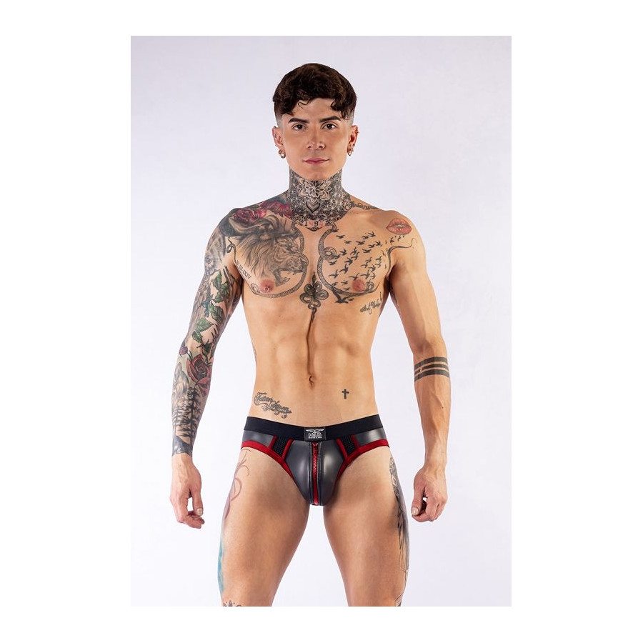 Jockstrap en néoprène Jock Brief Mr B Noir-Rouge