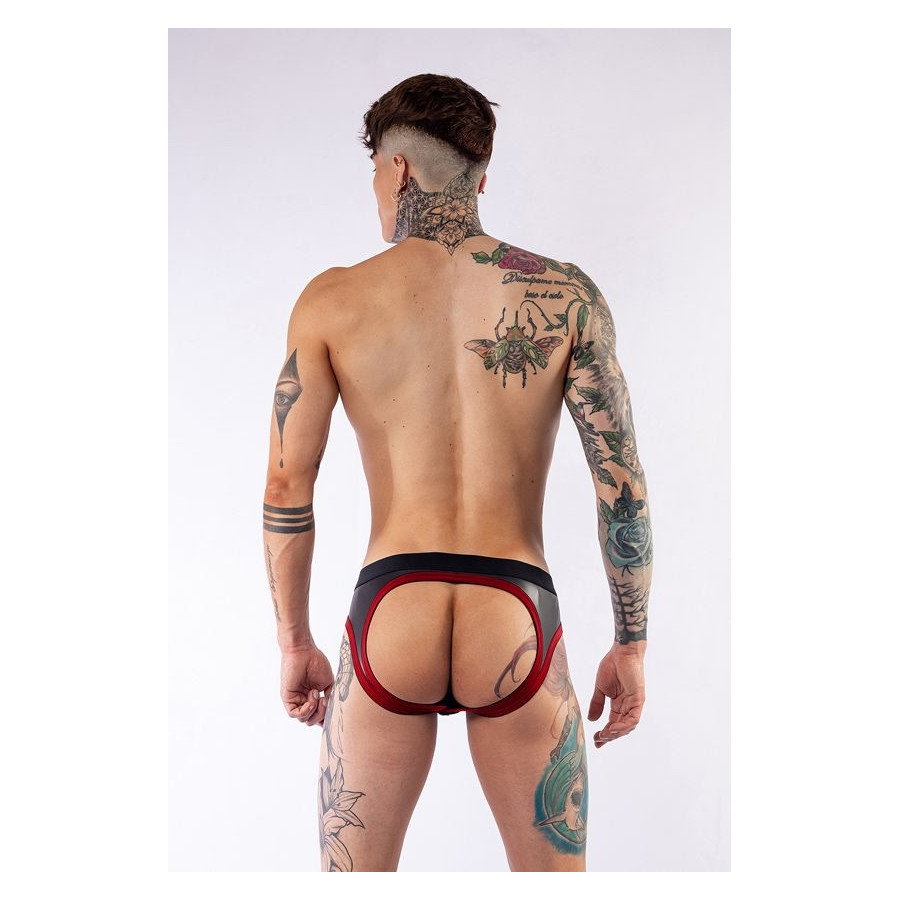Jockstrap en néoprène Jock Brief Mr B Noir-Rouge