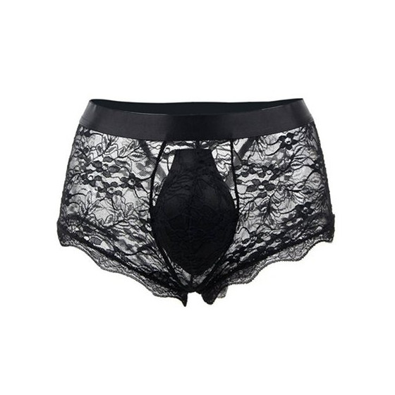 Boxer ouvert en dentelle Lacien Noire
