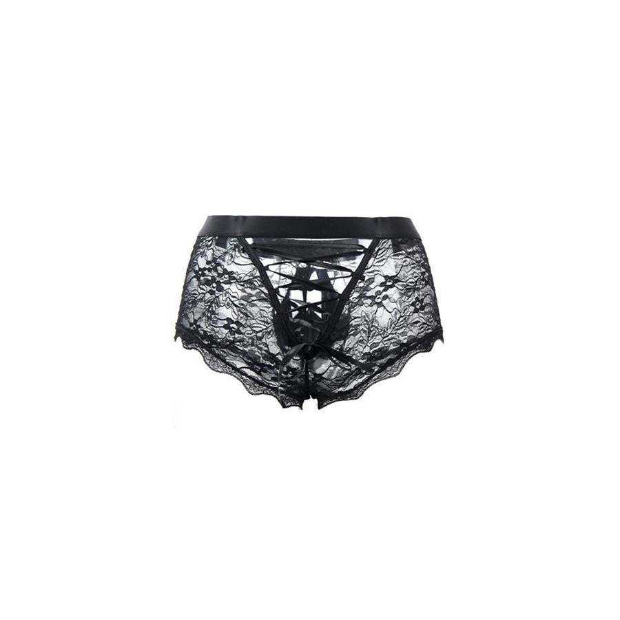 Boxer ouvert en dentelle Lacien Noire