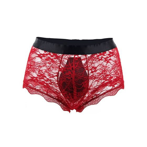 Boxer ouvert en dentelle Lacien Rouge