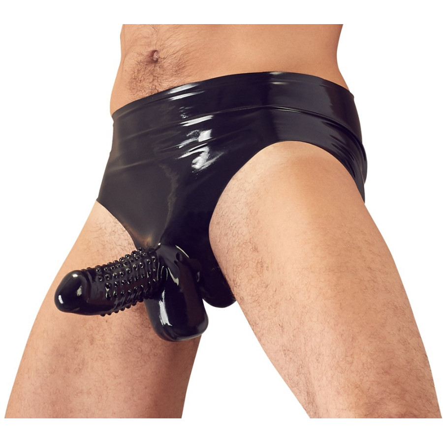 Slip en latex avec étui pénien perlé