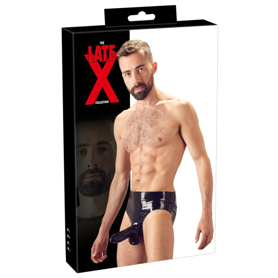 Slip en latex avec étui pénien perlé