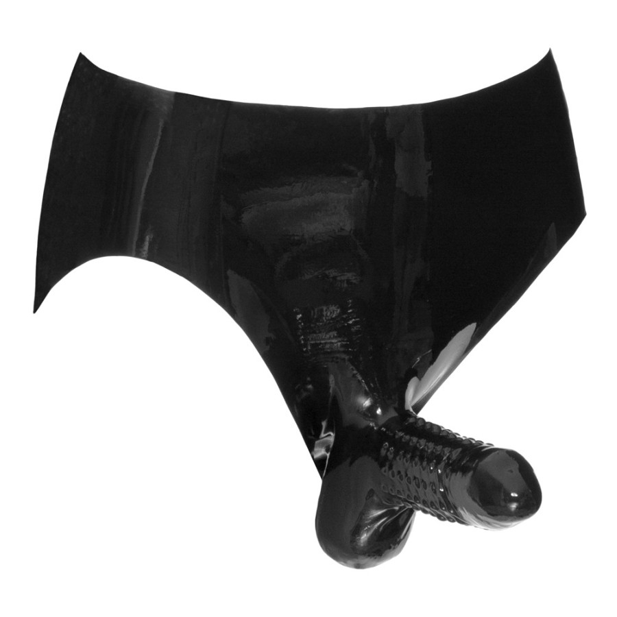 Slip en latex avec étui pénien perlé