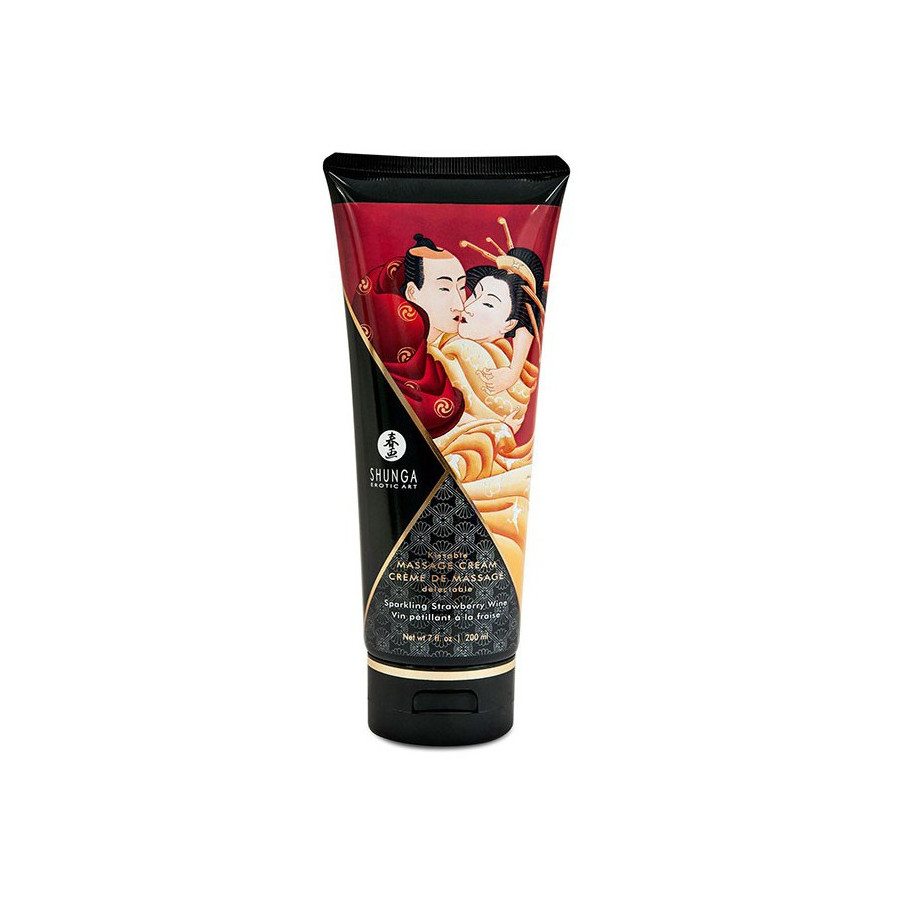 Crème de massage Comestible Vin Pétillant à la FRAISE - 200ml Crème de massage Comestible Vin Pétillant à la FRAISE - 200ml