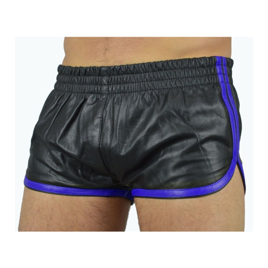 Short Imitation cuir Sports Line Noir-Bleu