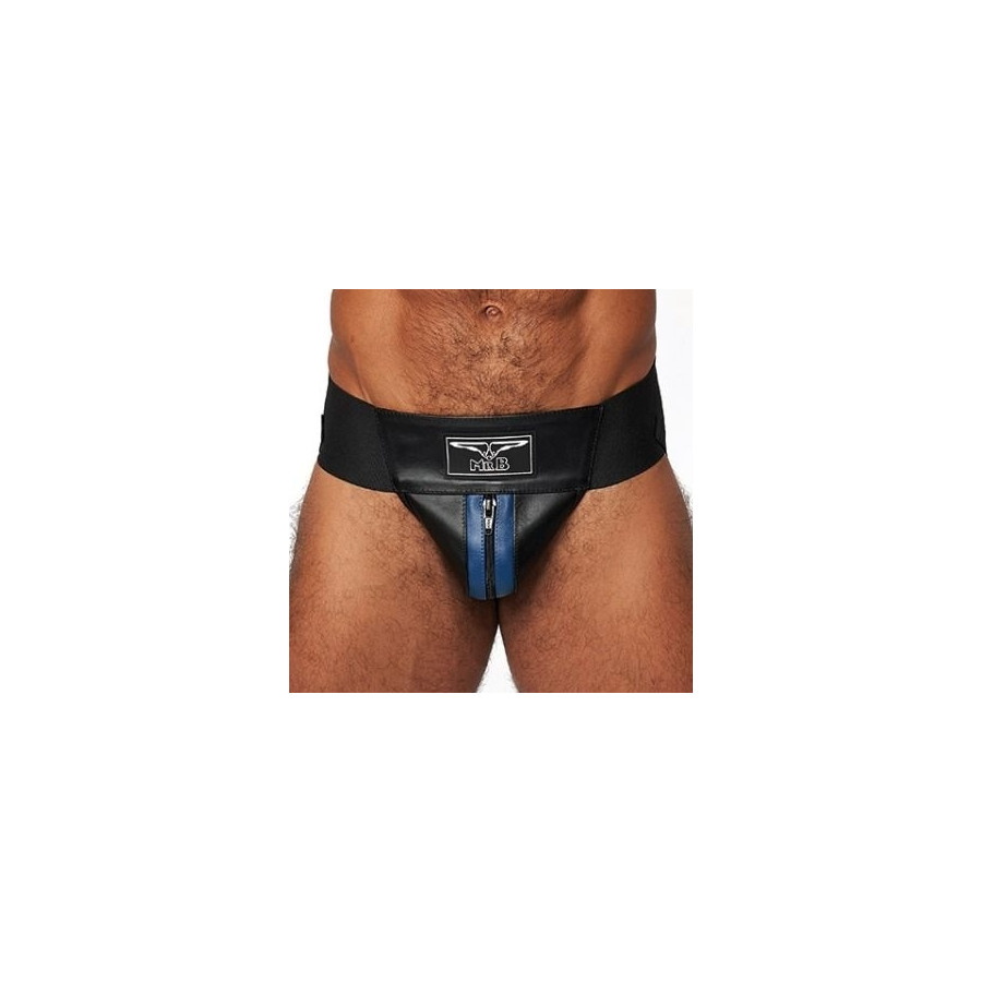 Jockstrap en cuir Mister B Noir-Bleu