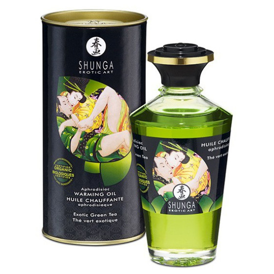 Huile de massage Chauffante Aphrodisiaque - THÉ VERT 100ml