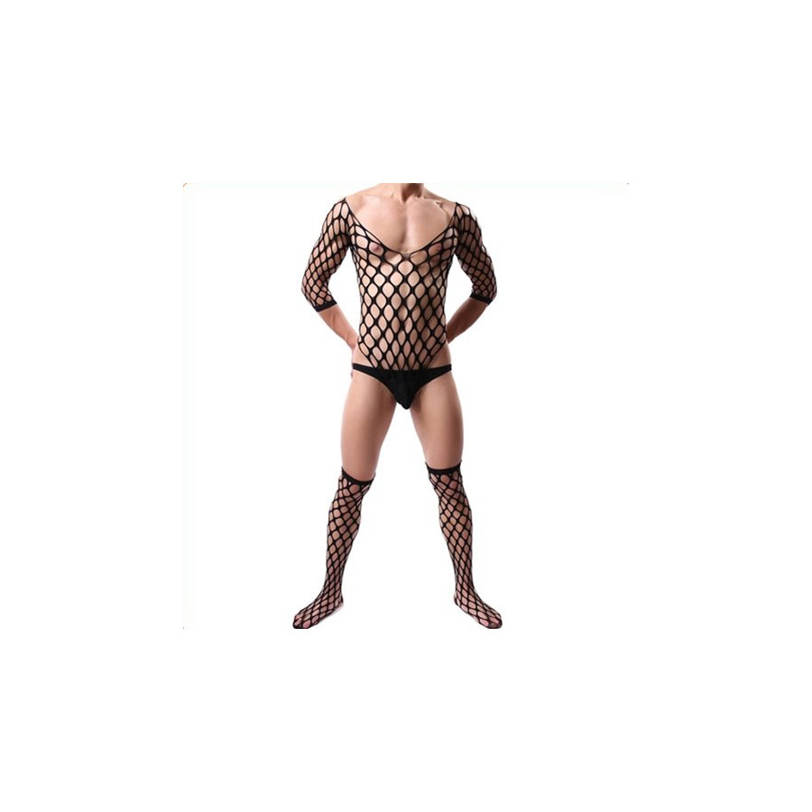 Combi Filet avec Chaussettes Noir