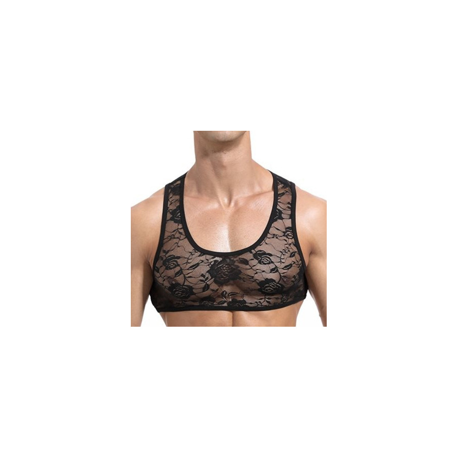 Crop court Dentelle Noir