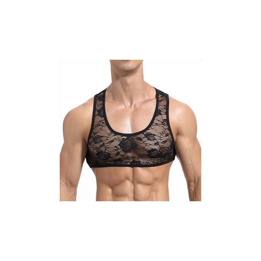 Crop court Dentelle Noir