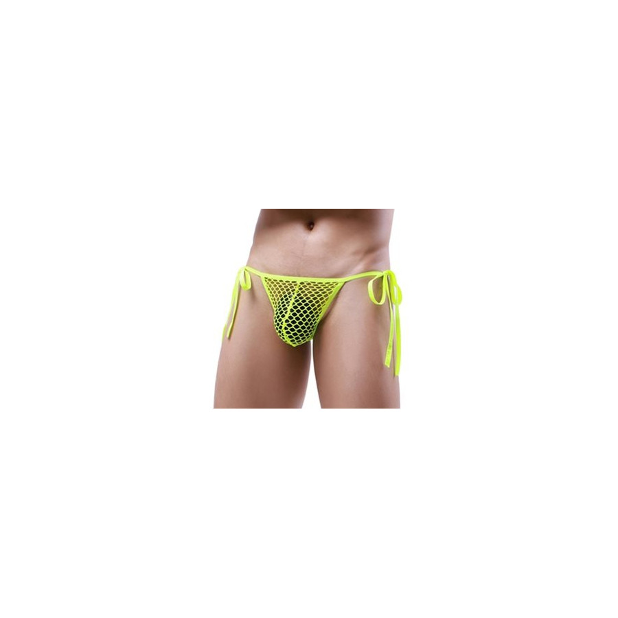 Slip Filet avec Cordons Net Loop Jaune fluo