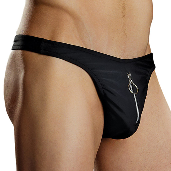 String Thong Zipper Noir
