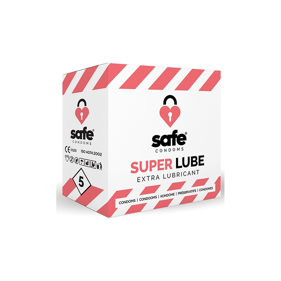 Préservatifs lubrifiés SUPER LUBE Safe x5 Préservatifs lubrifiés SUPER LUBE Safe x5