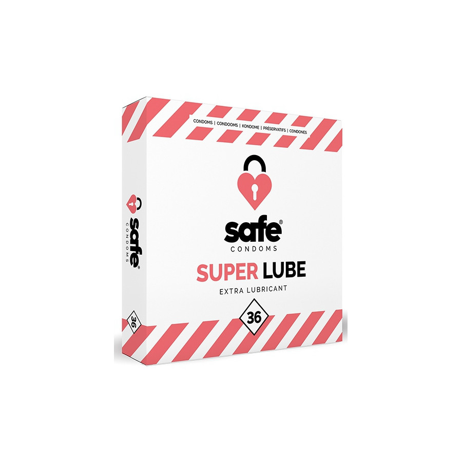 Préservatifs lubrifiés SUPER LUBE Safe x36 Préservatifs lubrifiés SUPER LUBE Safe x36