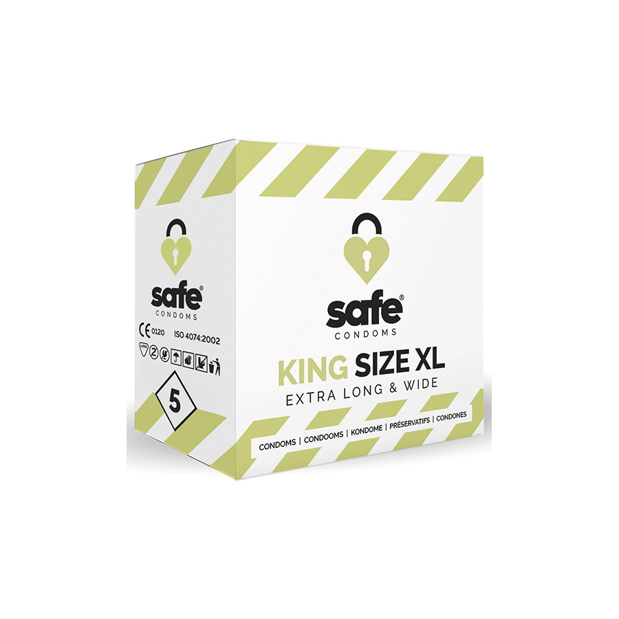 Préservatifs XXL en latex King Size XL SAFE x5 Préservatifs XXL en latex King Size XL SAFE x5