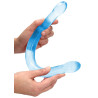 Double Gode Crystal RealRock 42 x 3.5cm Bleu