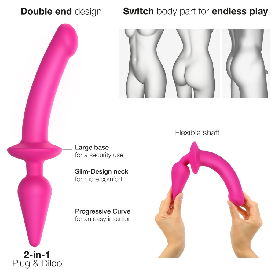 Plug Dildo SWITCH Strap-On-Me XXL 18 x 4cm Rose