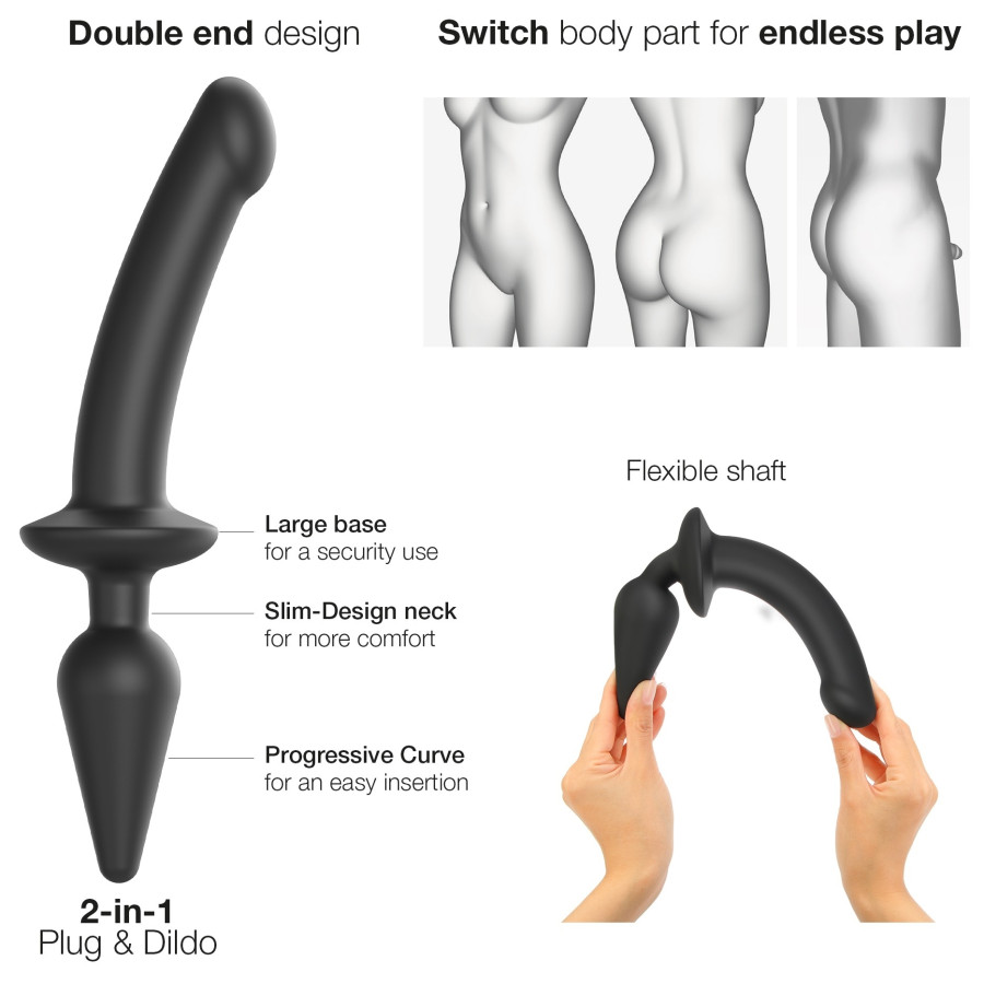Plug Dildo Switch Strap-On-Me S 13 x 2.8cm Noir