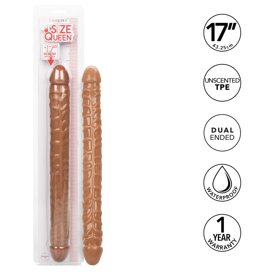 Double Gode Size Queen 43 x 4.2cm Marron