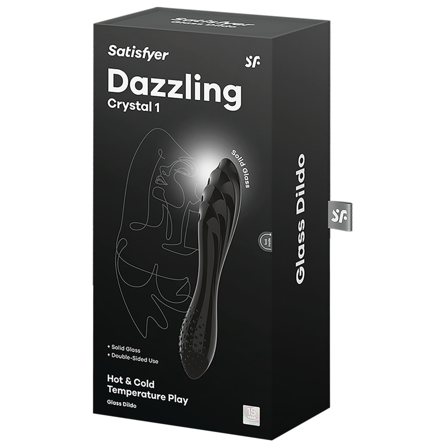 Gode en verre Dazzling Crystal 1 - 18 x 3.6cm Noir