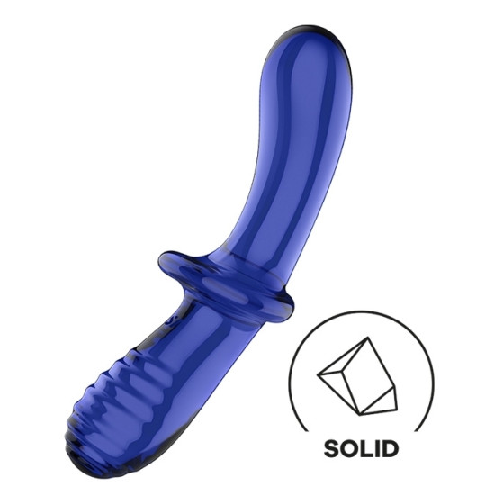 Gode en verre Double Crystal 18.5 x 3.5cm Bleu