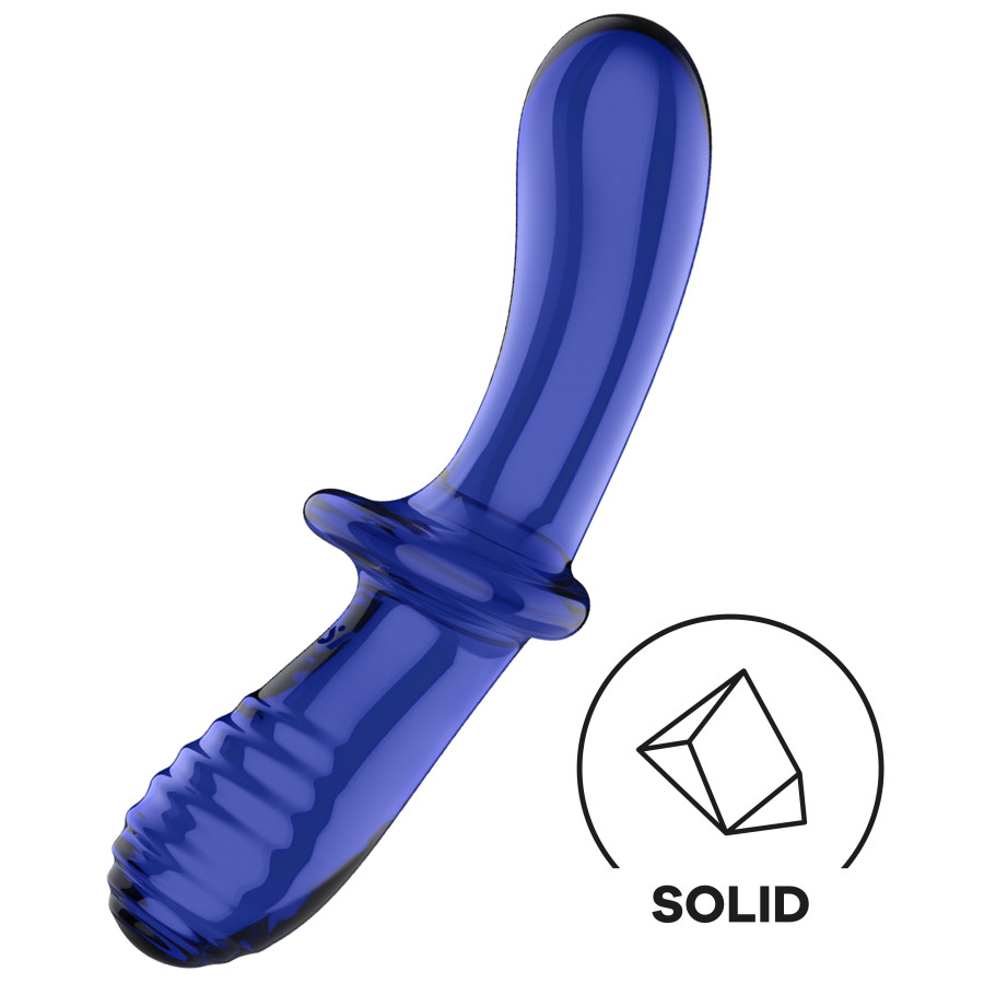 Gode en verre Double Crystal 18.5 x 3.5cm Bleu