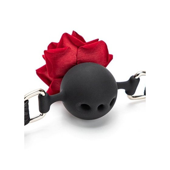 Baillon Boule avec Rose Bud Gag Rouge