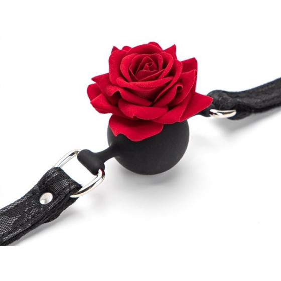 Baillon Boule avec Rose Bud Gag Noir
