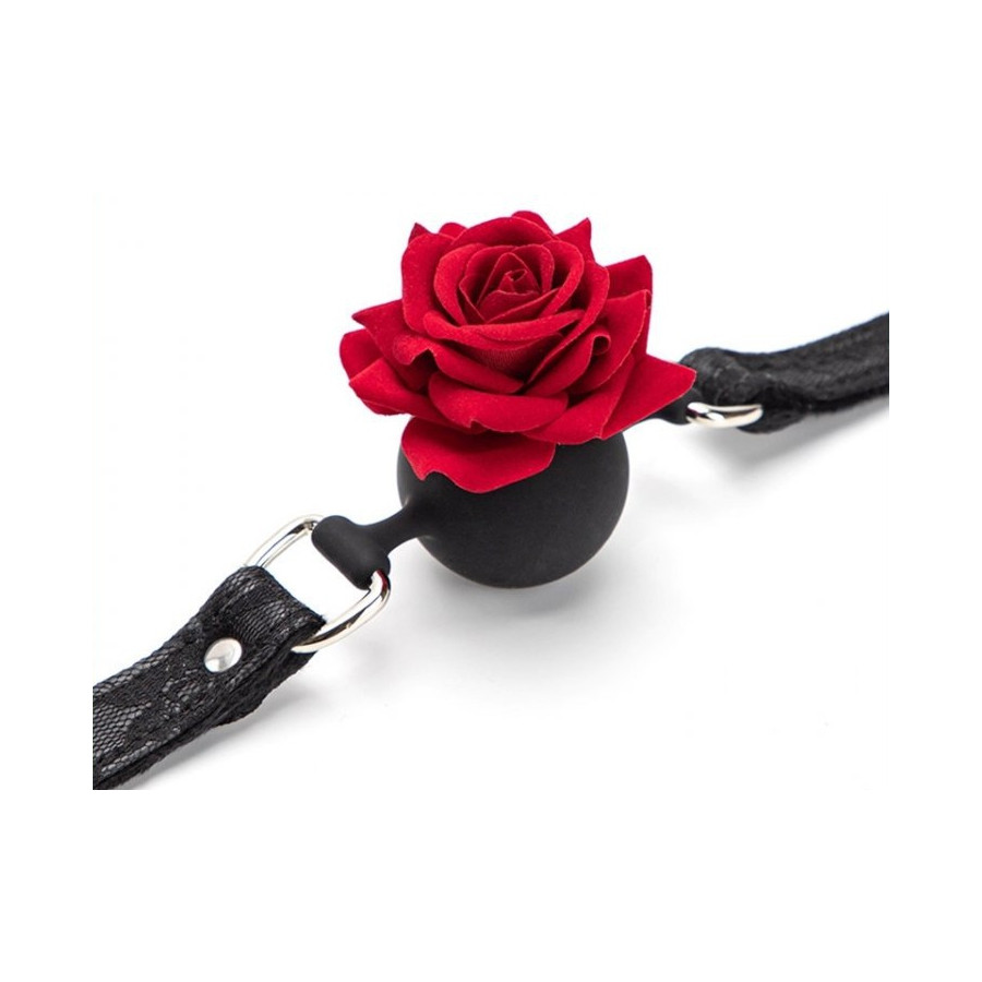 Baillon Boule avec Rose Bud Gag Noir