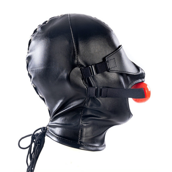 Cagoule SM avec Bâillon et masque Subfull Noire