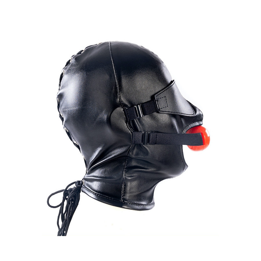 Cagoule SM avec Bâillon et masque Subfull Noire