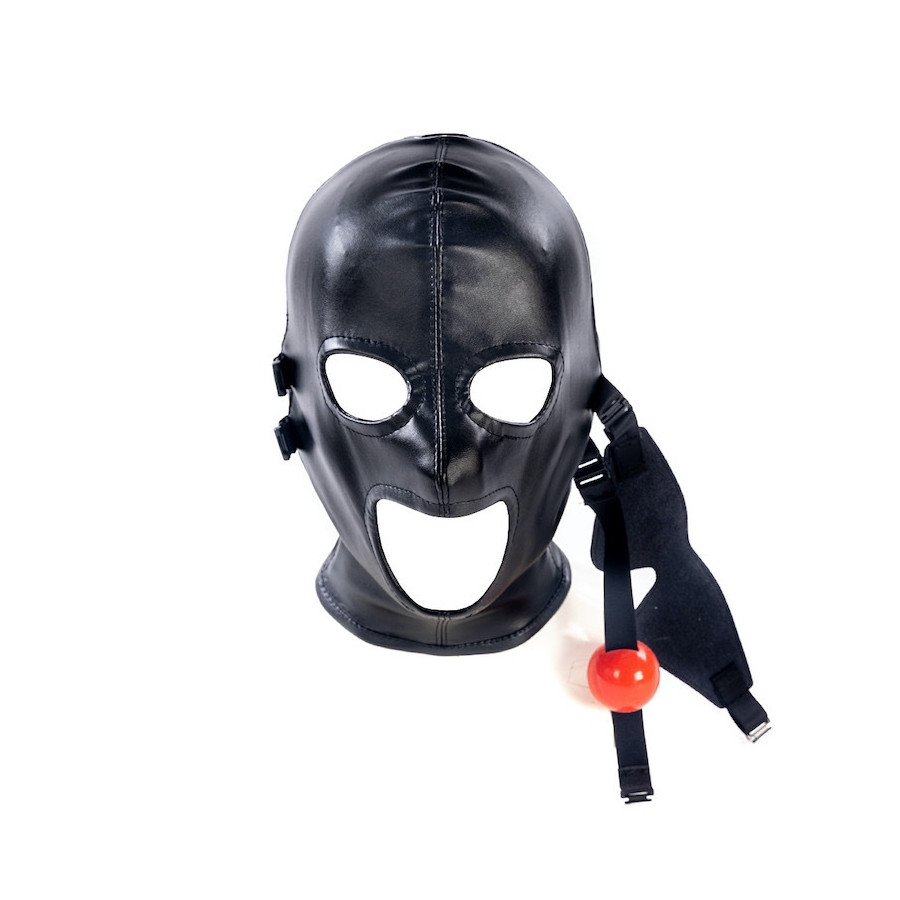 Cagoule SM avec Bâillon et masque Subfull Noire