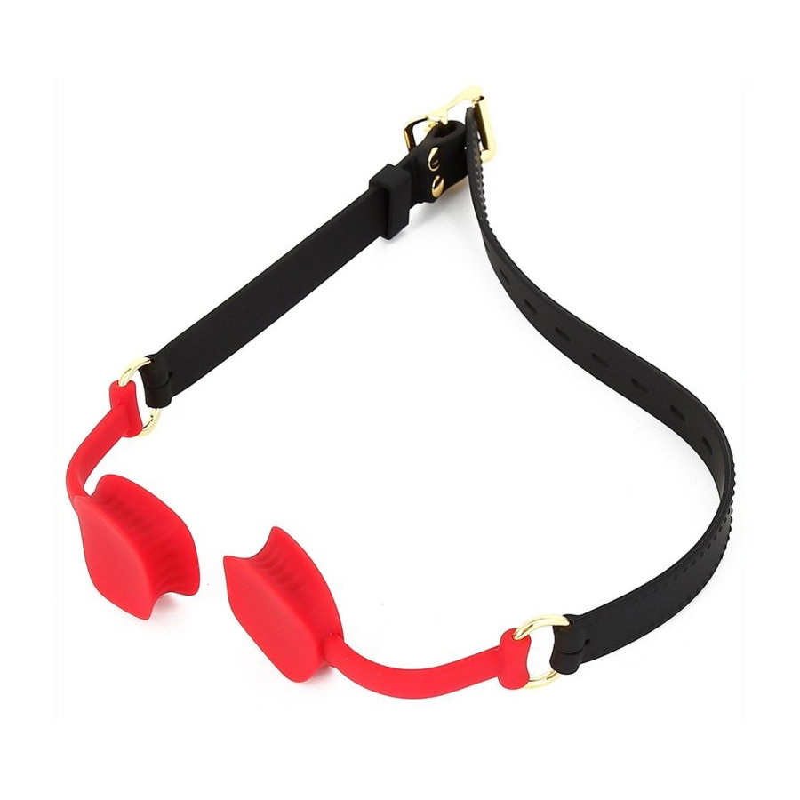 Bâillon en silicone Zen Open Noir-Rouge