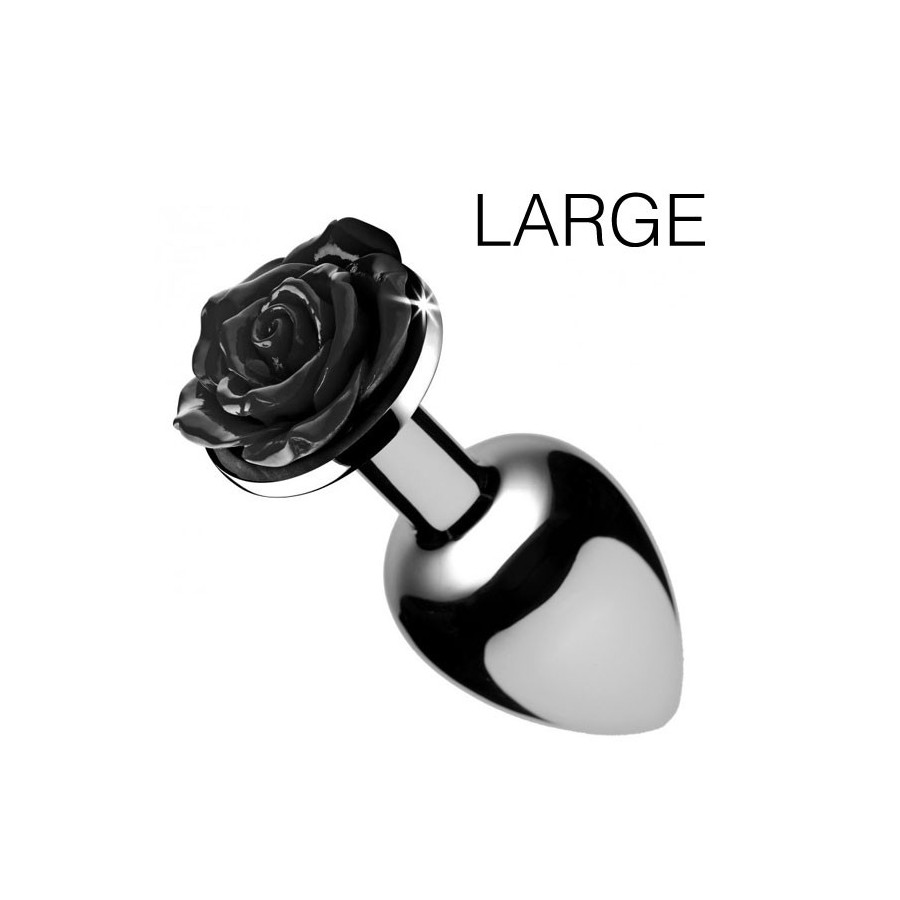Plug Bijou avec Rose noire - 8.5 x 4.1 cm LARGE Plug Bijou avec Rose noire - 8.5 x 4.1 cm LARGE