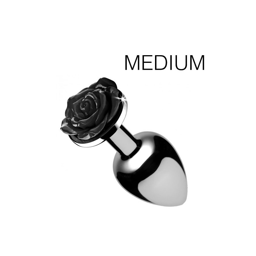 Plug Bijou avec Rose noire - 7.5 x 3.4 cm MEDIUM Plug Bijou avec Rose noire - 7.5 x 3.4 cm MEDIUM