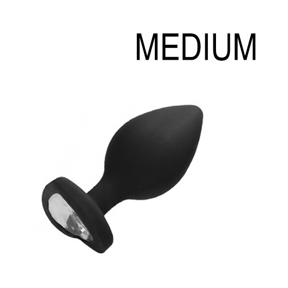 Plug Bijou Anal Silicone Heart Noir 7 x 3.5 cm