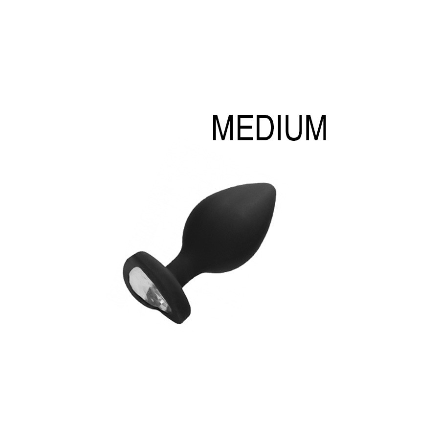 Plug Bijou Anal Silicone Heart Noir 7 x 3.5 cm