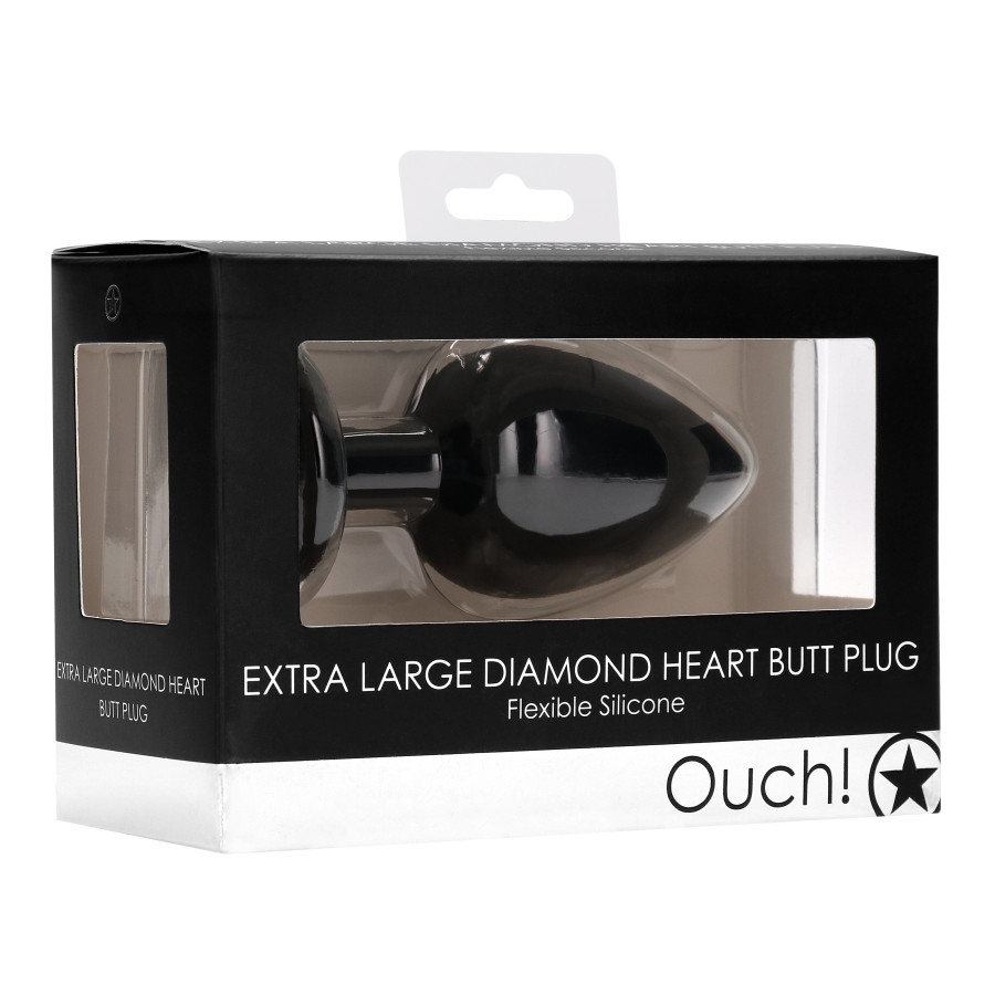 Plug Bijou Anal silicone Heart Noir 8 x 4 cm