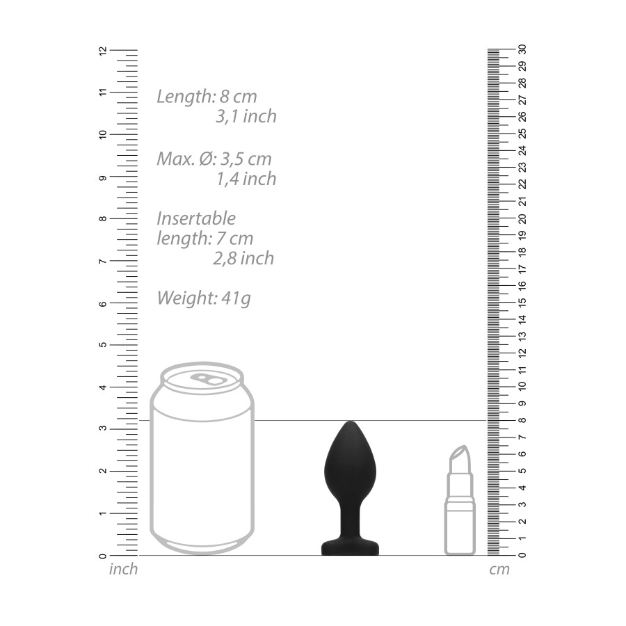 Plug Bijou Anal Silicone Heart Noir 7 x 3.5 cm