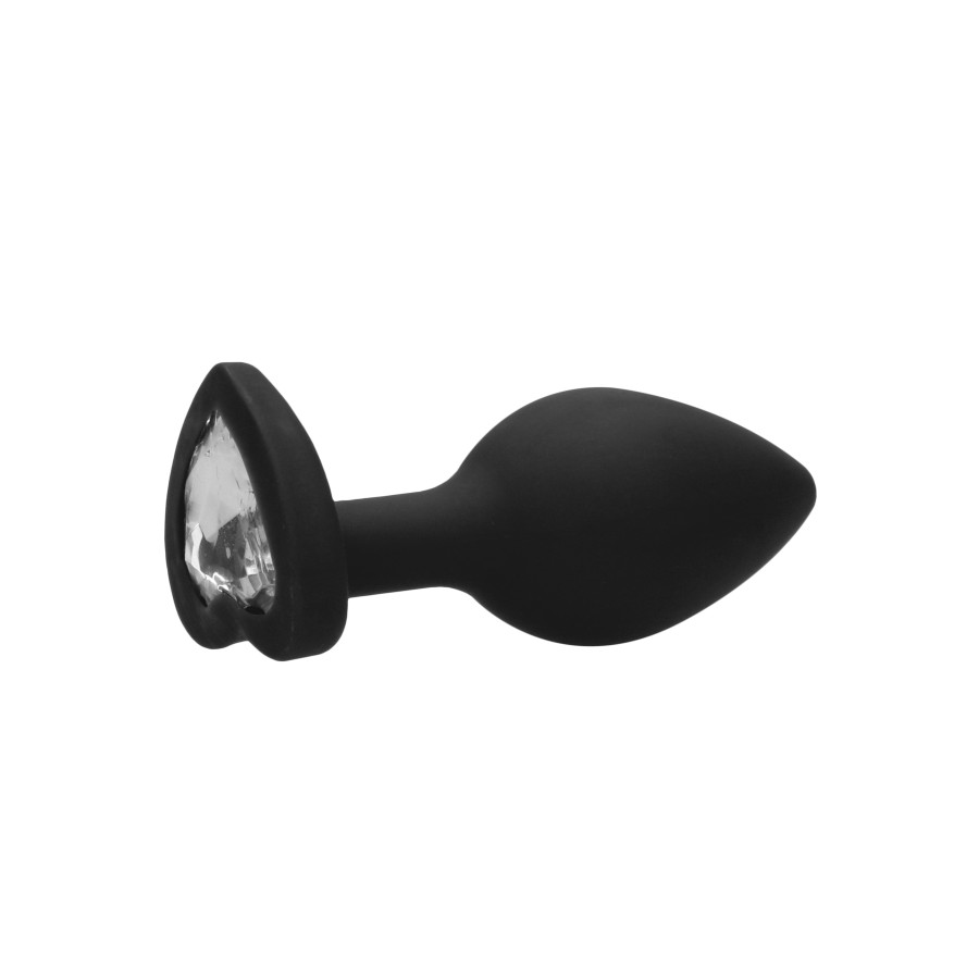 Plug Bijou Anal Silicone Heart Noir 7 x 3.5 cm