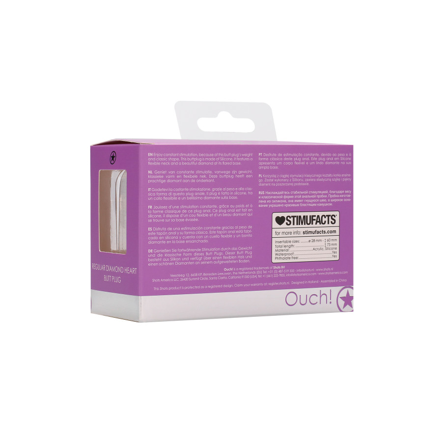 Plug Bijou Anal silicone Heart Violet 6 x 2.8 cm