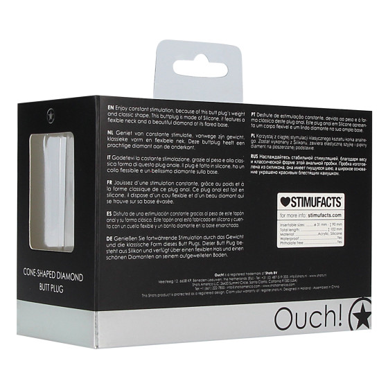 Plug Bijou Silicone Cone Diamond 9 x 3 cm