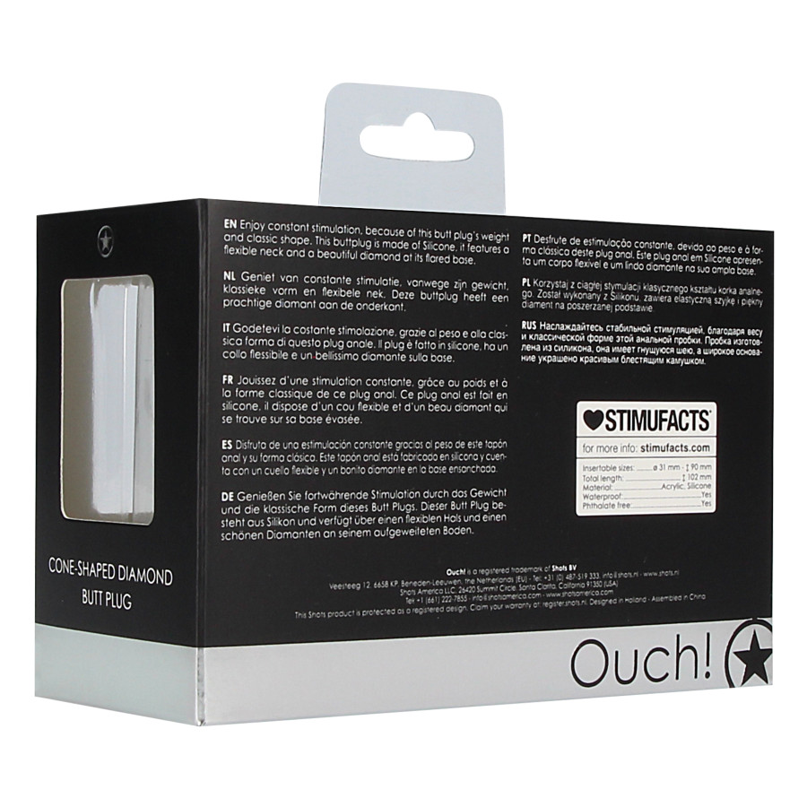 Plug Bijou Silicone Cone Diamond 9 x 3 cm