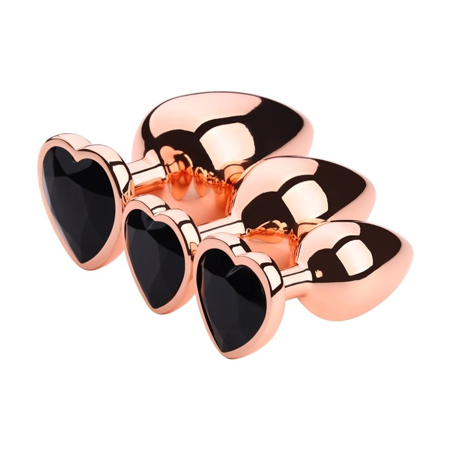Plug Bijou Anal Gold Heart L 8 x 4.1cm Noir