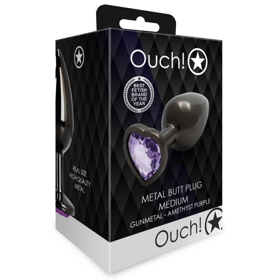 Bijou anal Heart Gem M 7 x 3.3cm Noir-Violet