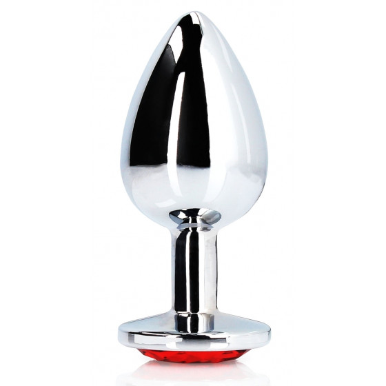 Bijou anal Round Gem S 6 x 2.6cm Argenté-Rouge